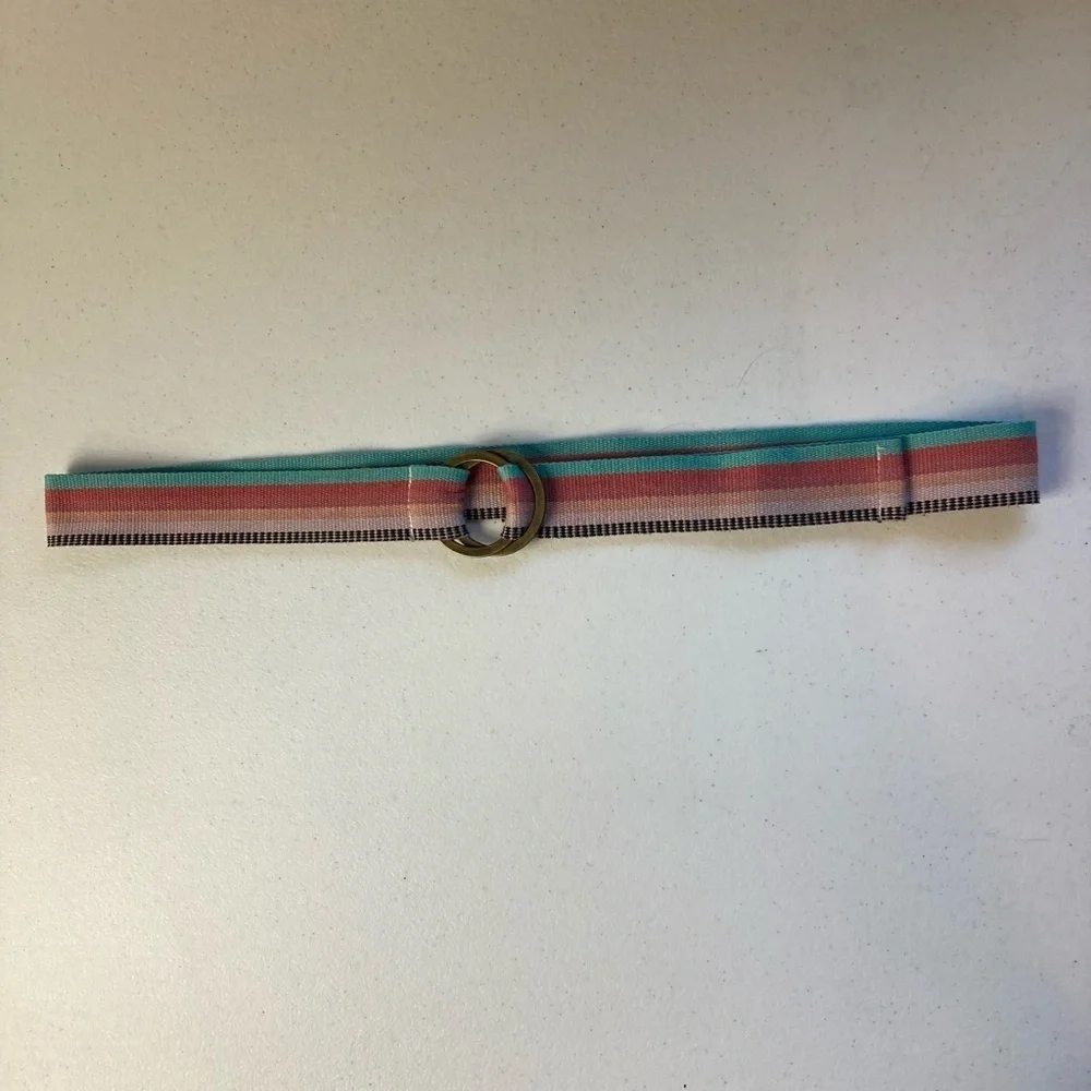 Vintage Adjustable 2 Metal Ring Colorful Belt